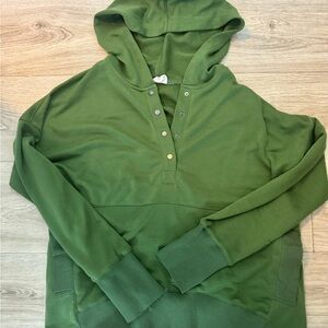 Green Snap-Button Hoodie Sweatshirt